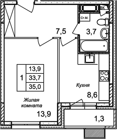 1-комн. Квартал Светлый