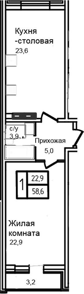 2-комн., 55.4 м², 5/12 этаж, ЖК «Троицкий»
