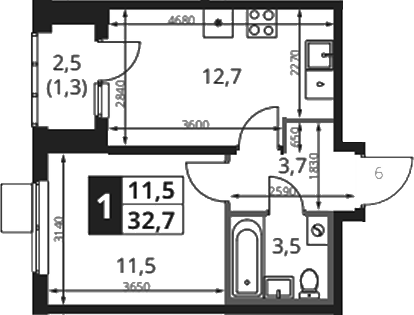 1-комн., 31.4 м², 9/18 этаж, ЖК «1-й Ясеневский»