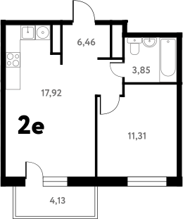2-комн., 39.62 м², 5/17 этаж, ЖК «Южное Пушкино»