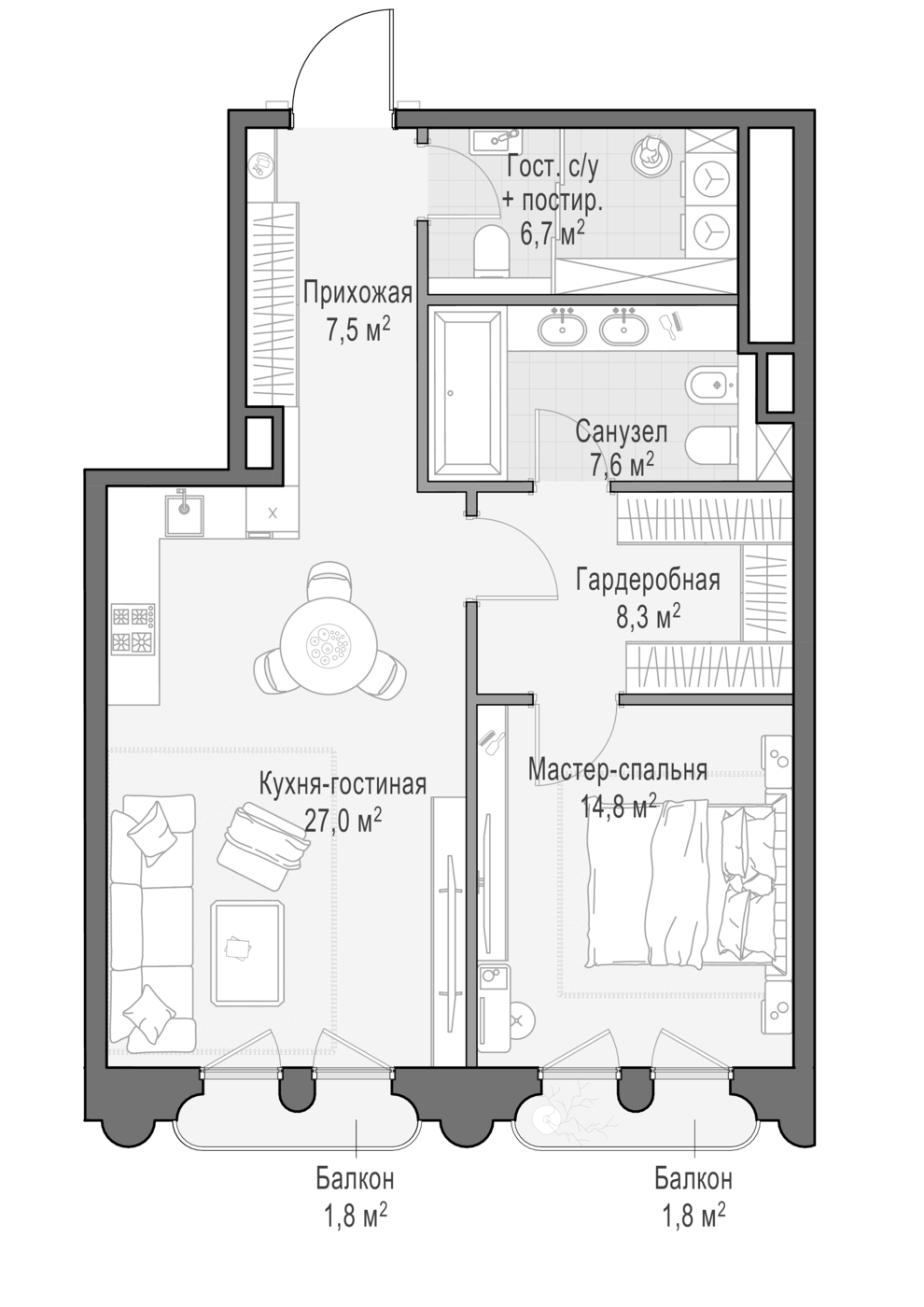 2-комн. Клубный квартал Фрунзенский