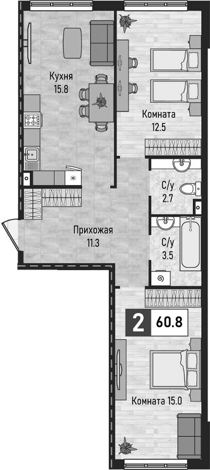 2-комн. Живописный