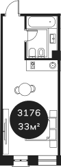 Квартира квартира, 32.72 м² в ЖК Резиденция Волна — фото 2