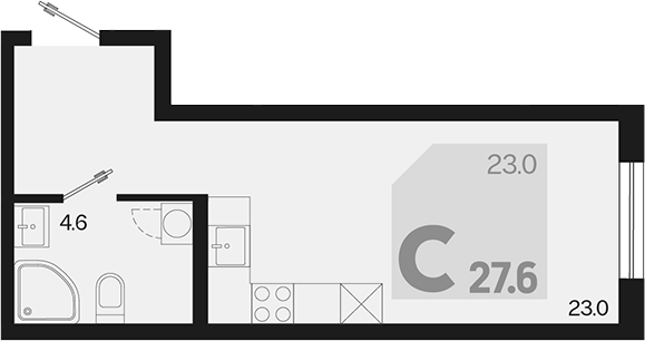 Студия квартира, 27.6 м² в ЖК Первое место — фото 2