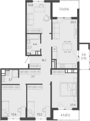 5-комн. квартира, 99.6 м² в ЖК Все Свои VIP — фото 2