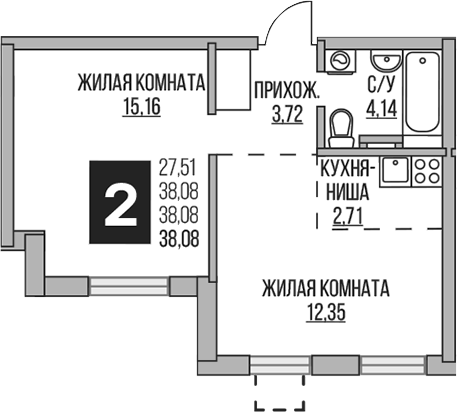 2-комн. Гранель Аникеевский