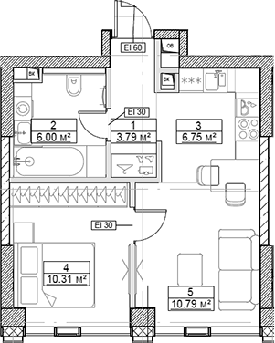 2-комн., 37.64 м², 15/48 этаж, ЖК «Сити Бэй»