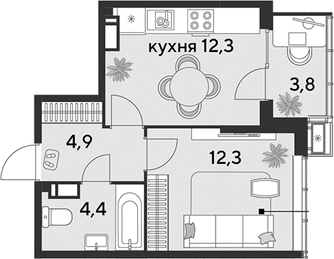 1-комн. квартира, 33.9 м² в ЖК Парк Победы — фото 2