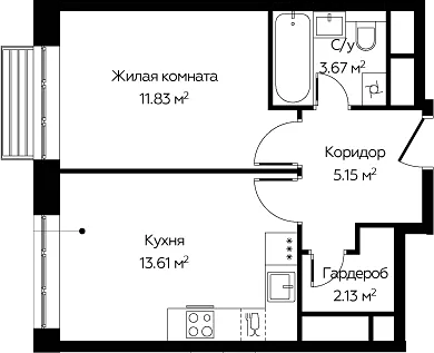 1-комн. Новоград Павлино