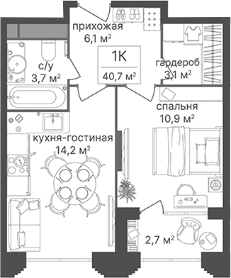 1-комн. Гостиничный комплекс Варшавские ворота