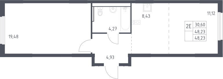2-комн., 48.2 м², 11/17 этаж, ЖК «Пригород Лесное»
