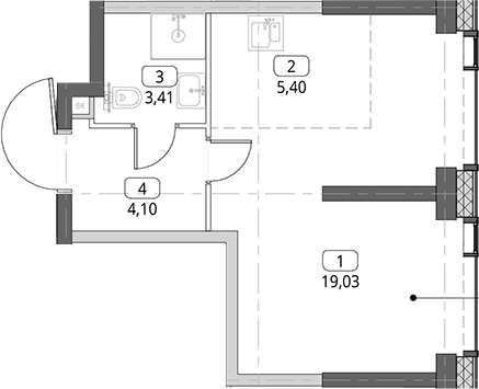 Студия, 31.94 м², 23/56 этаж, ЖК «СИТИДЗЕН»