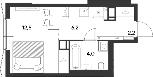Студия, 24.9 м², 16/18 этаж, ЖК «Ридз»