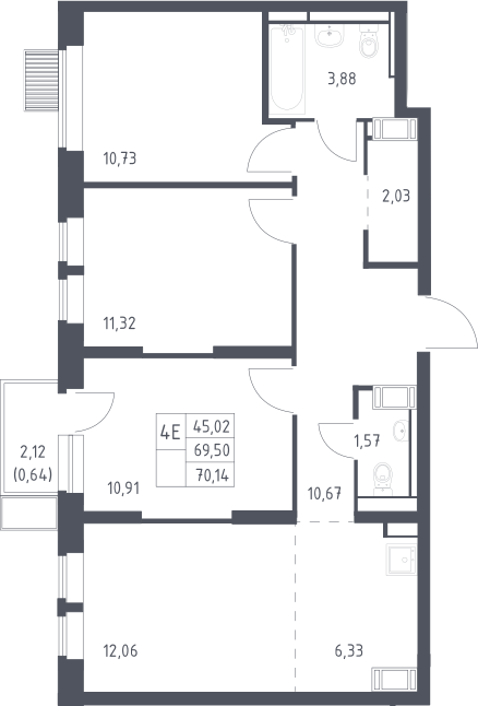 4+ комнаты, 69.5 м², 12/18 этаж, ЖК «Большое Путилково»