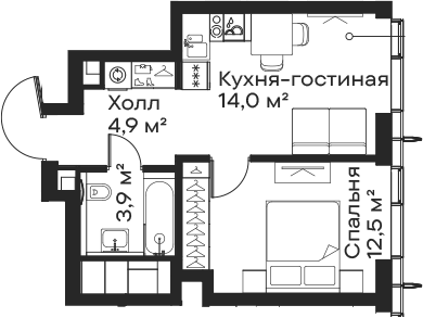 2-комн., 35.3 м², 50/59 этаж, ЖК «Сити Бэй»