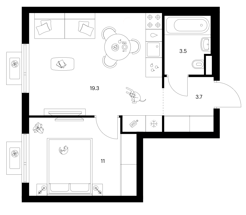1-комн., 37.5 м², 8/17 этаж, ЖК «Белая Дача парк»
