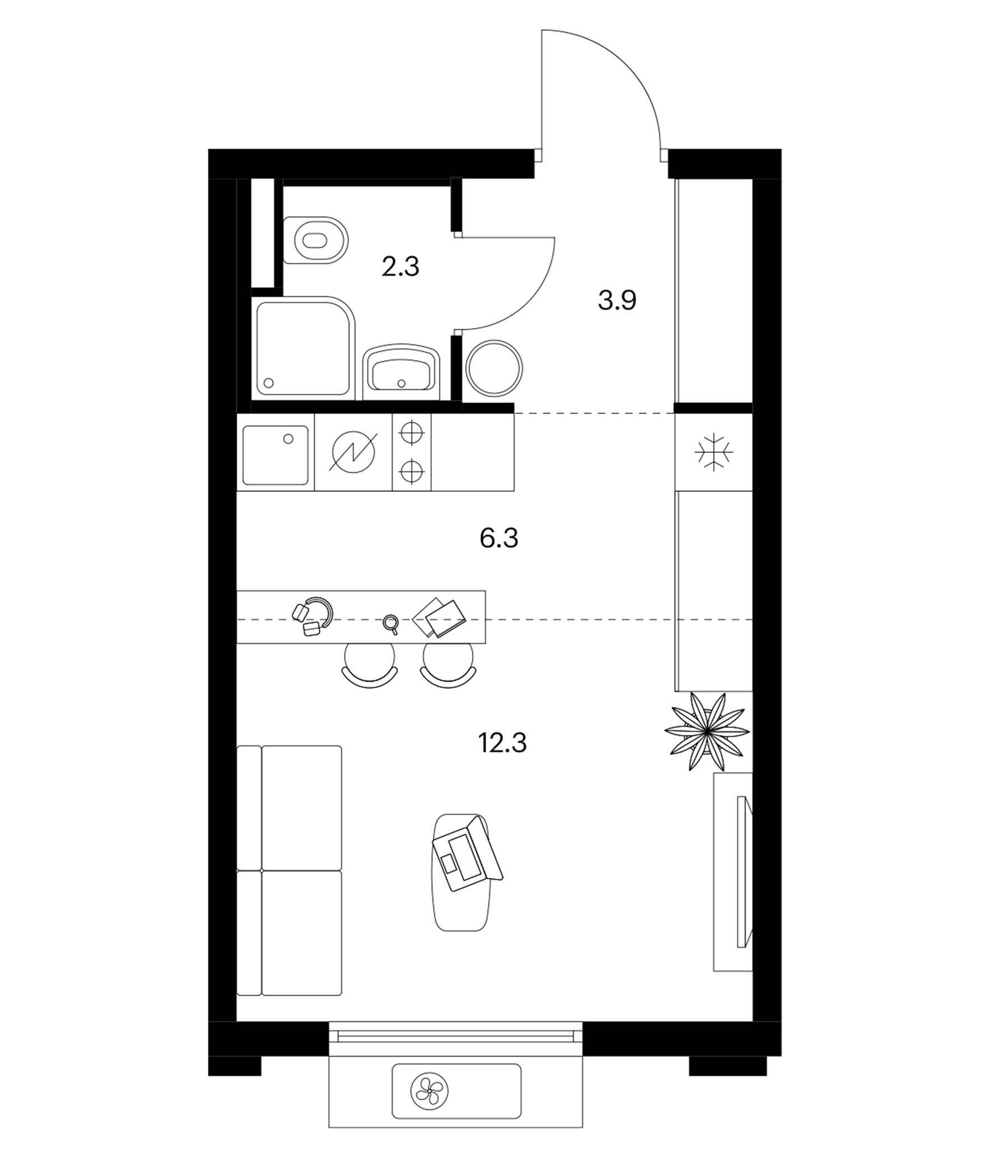 Студия, 24.8 м², 13/19 этаж, ЖК «Белая Дача парк»