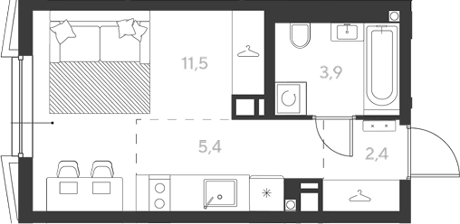 Студия, 23.2 м², 8/9 этаж, ЖК «Ридз»