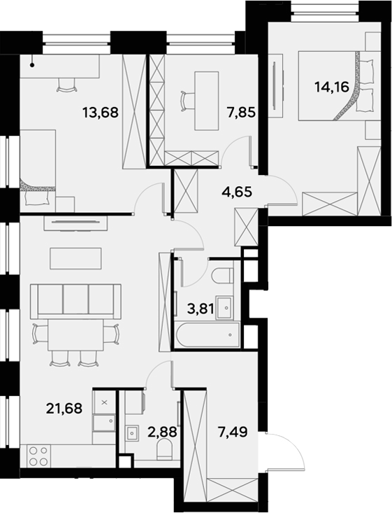 4+ комнаты, 76.2 м², 36/52 этаж, ЖК «УЛЬТИМА Сити»