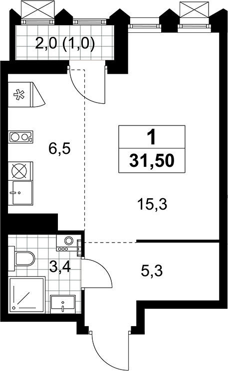 Студия, 30.5 м², 11/13 этаж, ЖК «Деснаречье»