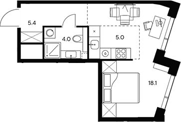 Студия, 32.5 м², 26/46 этаж, ЖК «НЕКСУС от Аквилон»