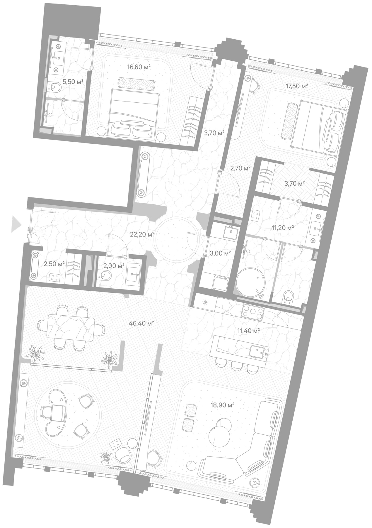 2-комн., 162.3 м², 2/7 этаж, ЖК «Николь»