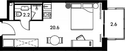 Студия, 22.8 м², 20/23 этаж, ЖК «Аквилон Сигнал»
