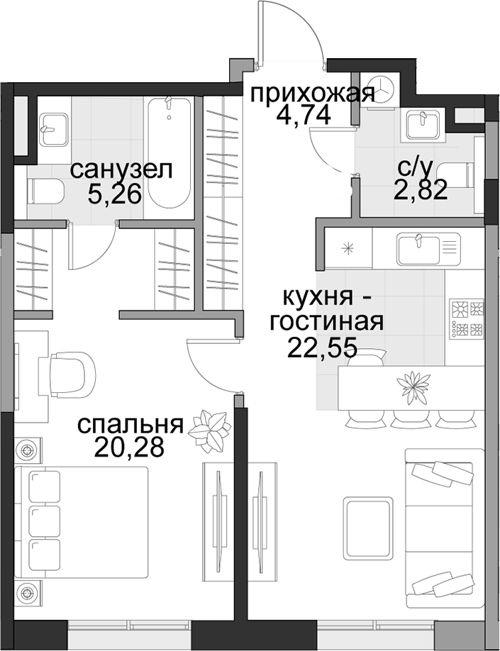 2-комн. Садовническая, 69