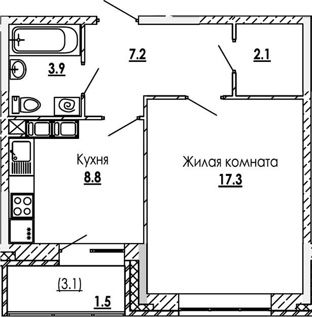 1-комн. Малиново