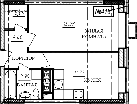 1-комн., 36.9 м², 14/16 этаж, ЖК «Краснофлотский»