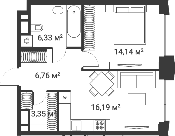 1-комн., 46.77 м², 20/28 этаж, ЖК «Первый Нагатинский»