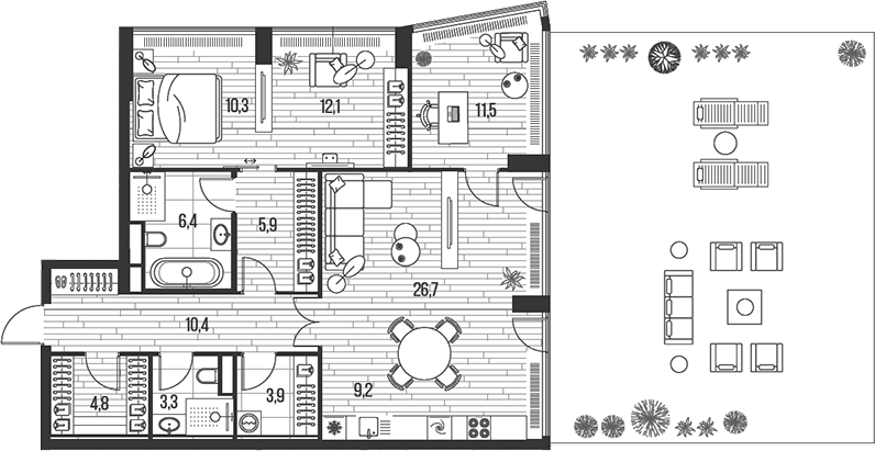 4+ комнаты, 104.5 м², 2/39 этаж, ЖК «HIGH LIFE»