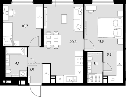 Продается 2-комн. квартира, 57.1 м²