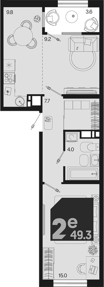 2-комн. квартира, 45.7 м² в ЖК Первое место — фото 2