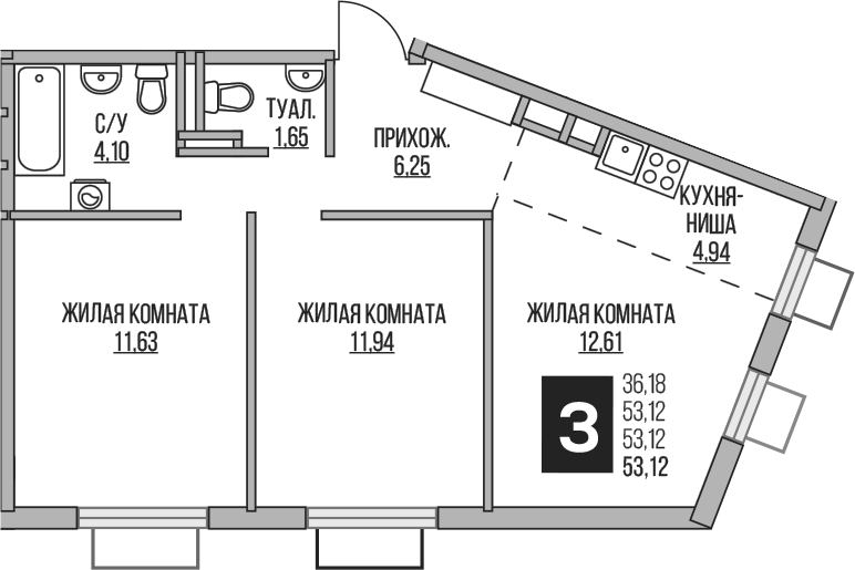 3-комн. Гранель Аникеевский