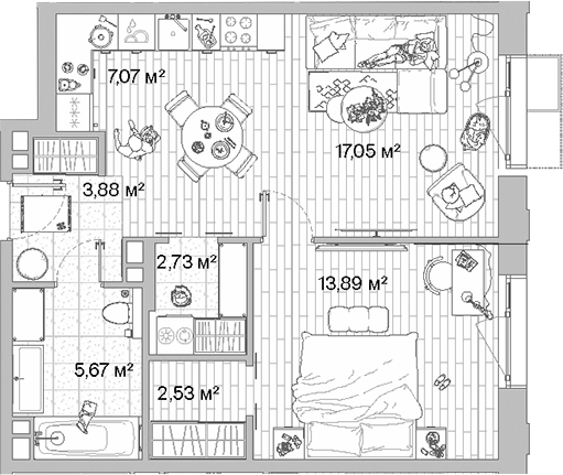 2-комн., 52.82 м², 6/10 этаж, ЖК «МЫС»