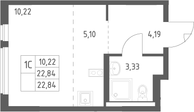 Студия, 22.84 м², 7/13 этаж, ЖК «Горки Парк»