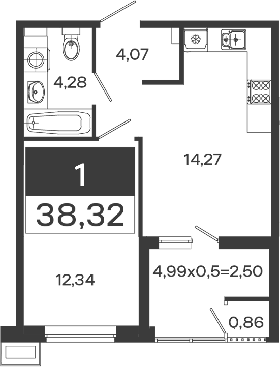 1-комн. квартира, 35.82 м² в ЖК Образцово — фото 2