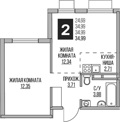 2-комн. Гранель Аникеевский