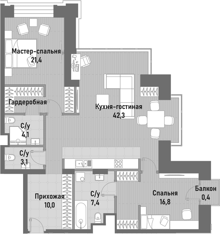 3-комн. Ренессанс