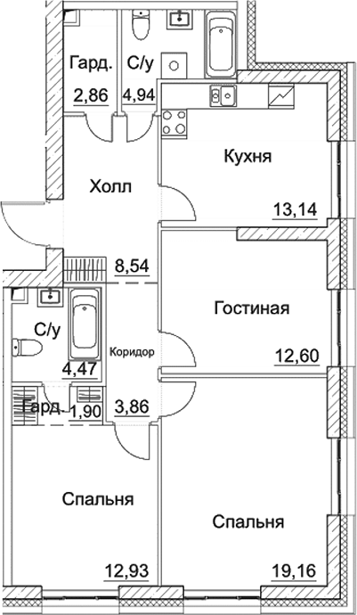 3-комн. СЕЗАР СИТИ