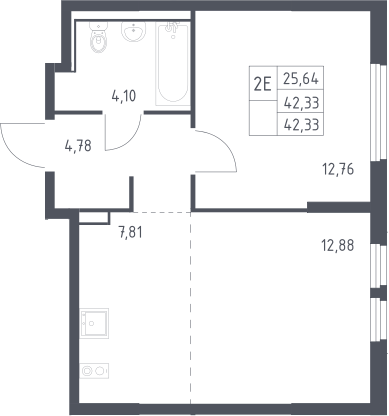 2-комн., 42.3 м², 9/17 этаж, ЖК «Пригород Лесное»