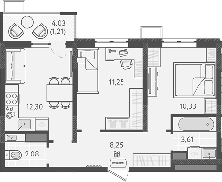 2-комн., 47.82 м², 9/9 этаж, ЖК «Теплые края»