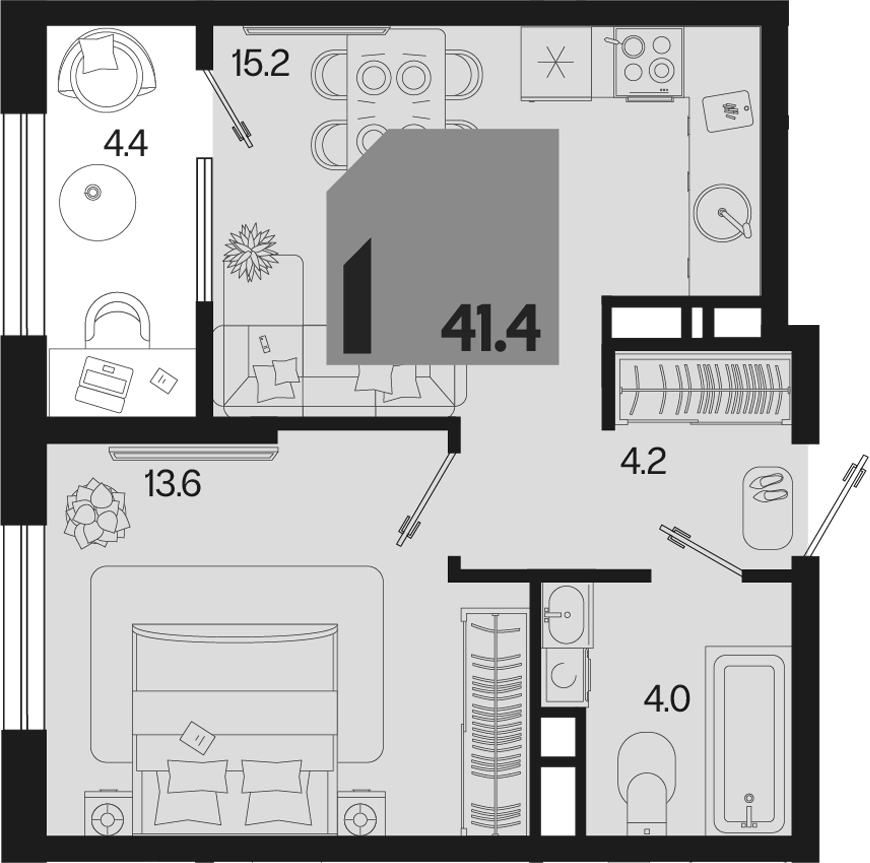 2-комн. квартира, 37 м² в ЖК Первое место — фото 2