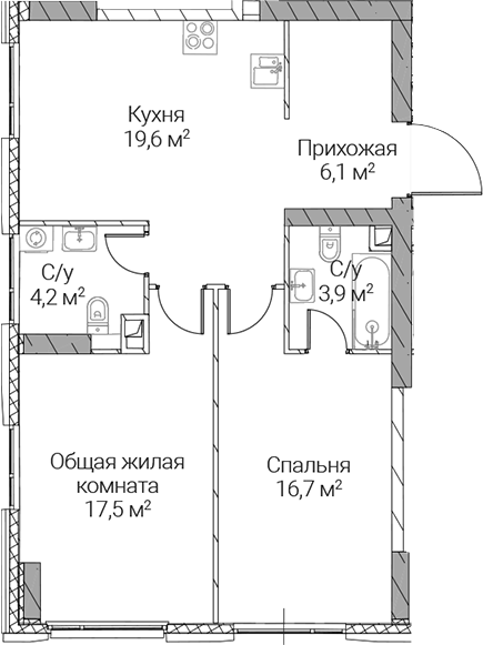 2-комн. СЕЗАР СИЛИКА