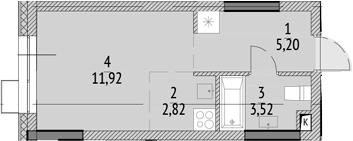Студия, 23.46 м², 16/21 этаж, ЖК «N'ICE LOFT»