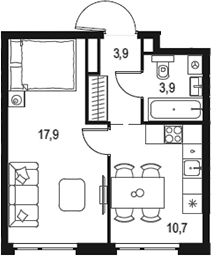 1-комн., 36.4 м², 11/12 этаж, ЖК «Левел Мичуринский»
