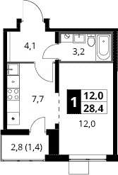 Студия, 27 м², 14/24 этаж, ЖК «1-й Южный»
