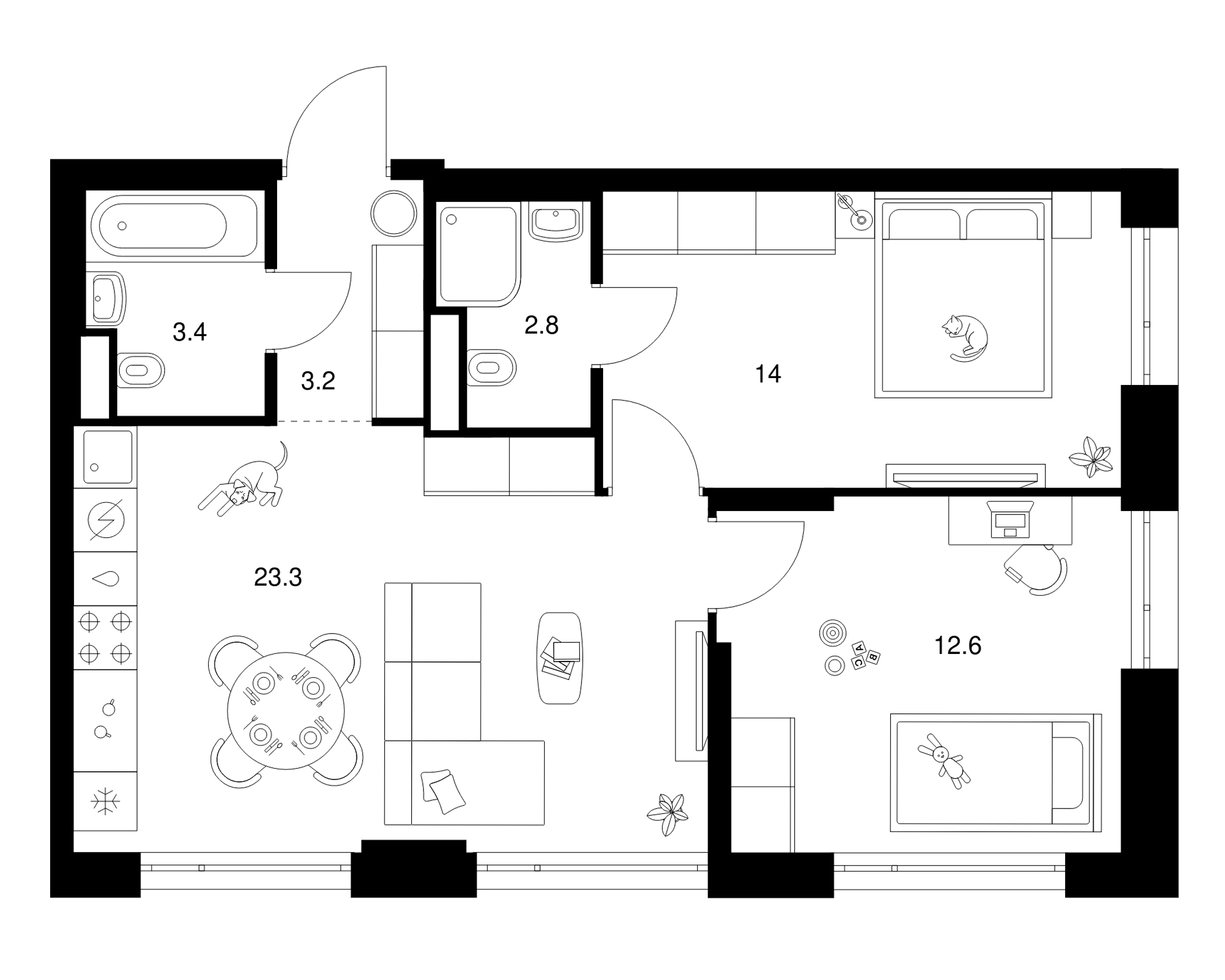 2-комн. 2-й Иртышский