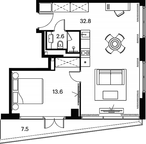 2-комн., 49 м², 4/23 этаж, ЖК «Аквилон Сигнал»